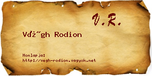 Végh Rodion névjegykártya